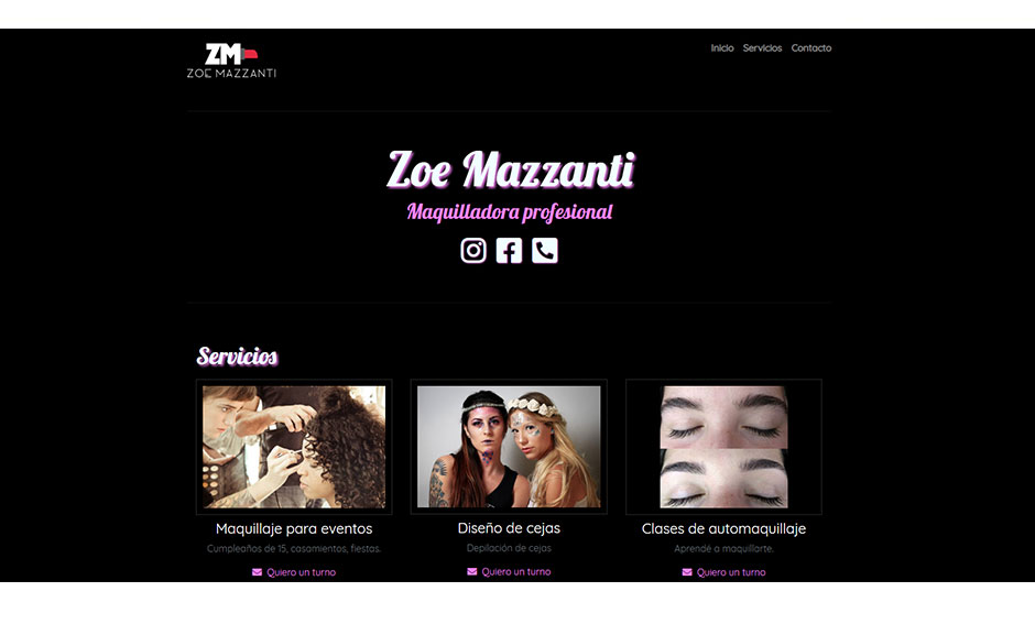 Sitio Web Zoe Mazzanti Maquilladora Profesional